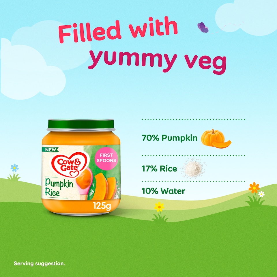 image 1 of Cow & Gate Pumpkin Rice Baby Food Snack Jar 6+ Months 125g