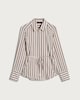 image 4 of F&F Textured Stripe Print Tie Waist Shirt in Neutral