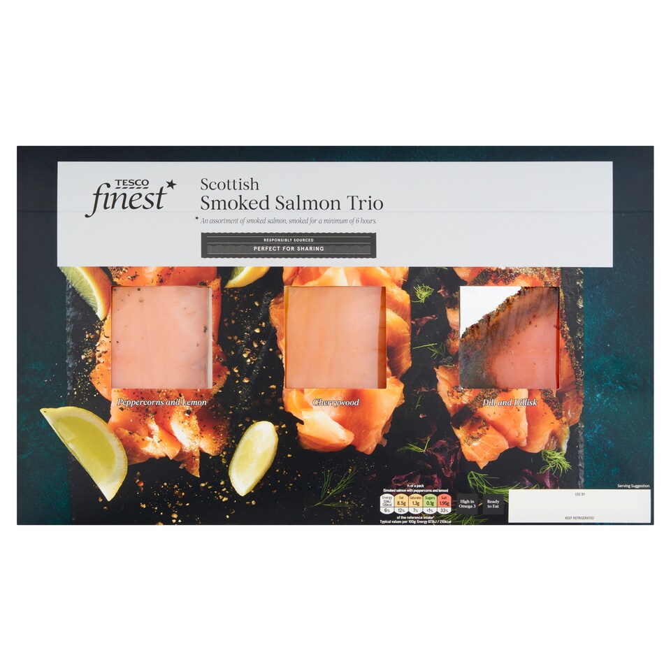 Tesco Finest Scottish Cold Smoked Salmon Trio 180g 