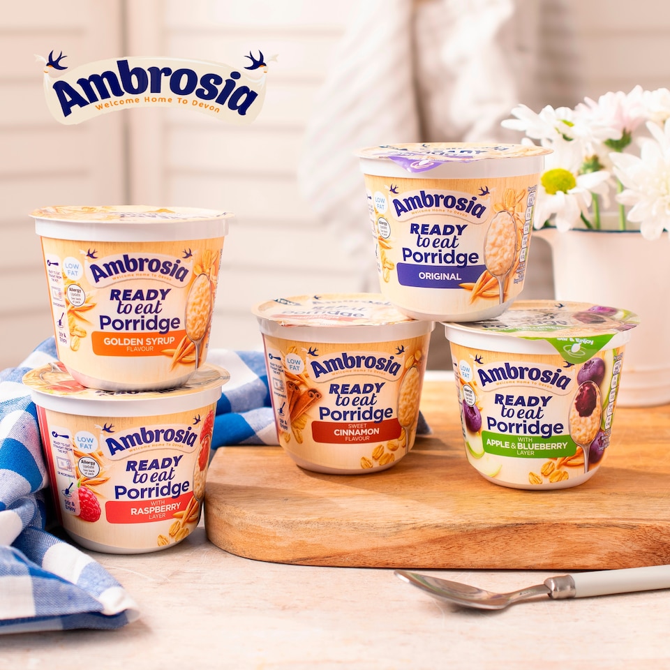 image 1 of AMBROSIA READY TO EAT APPLE & BLUEBERRY PORRIDGE POT 210g