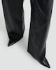 image 2 of The F&F Edit Faux Leather Wide Leg Drawstring Joggers in Black