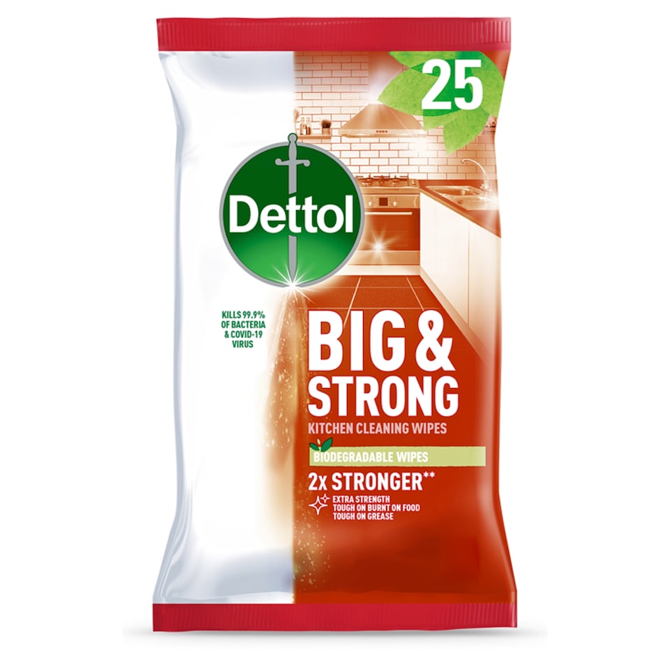 image 1 of Dettol Big & Strong Kitchen Surface Cleaning Wipes 25 Pack
