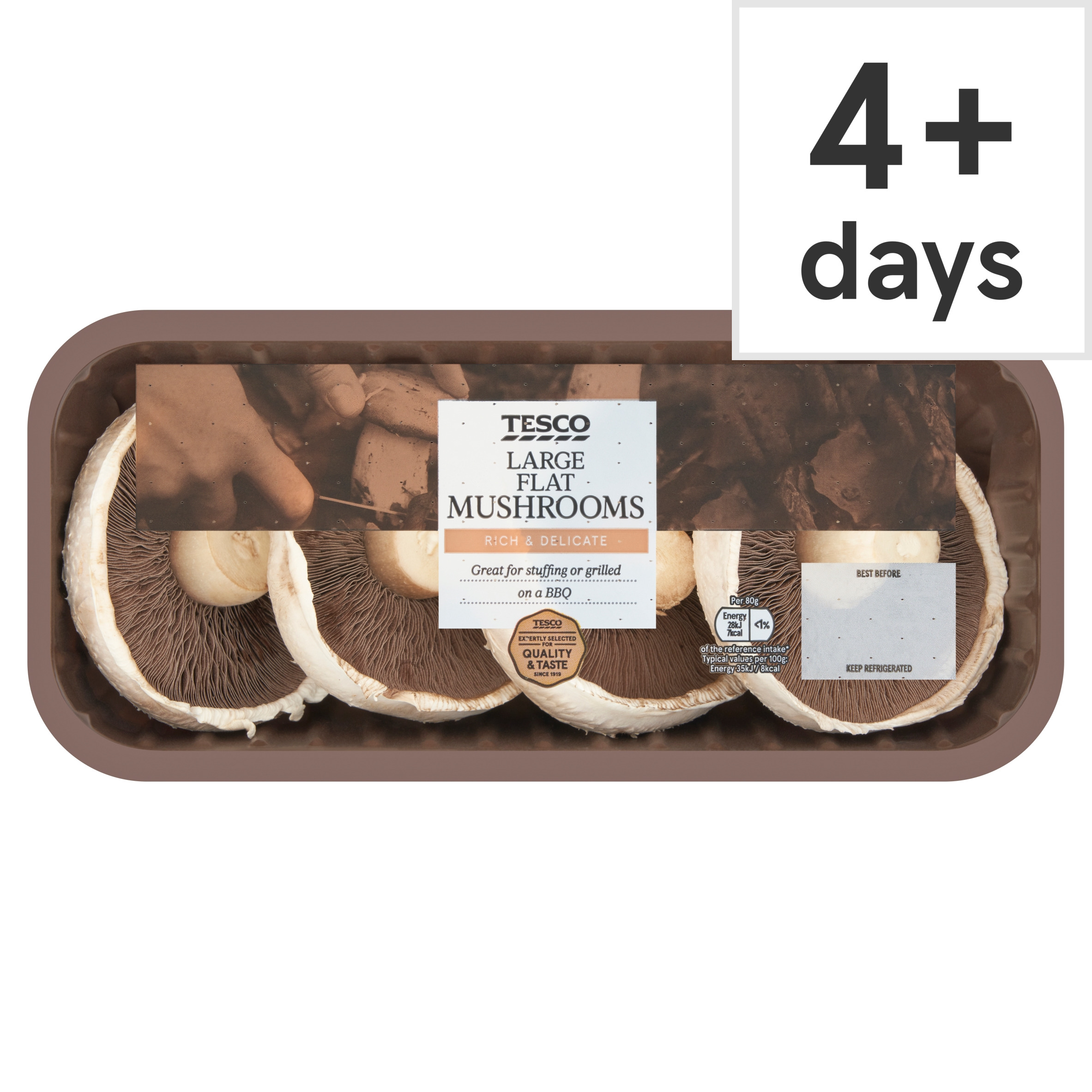 Tesco Large Flat Mushrooms 250G