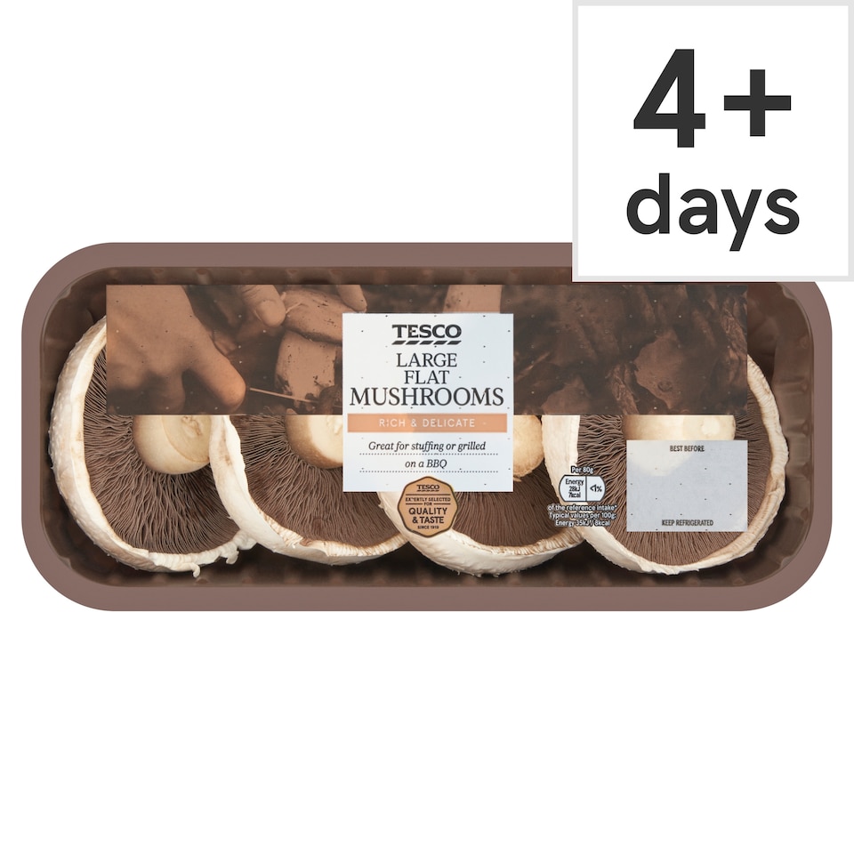 image 1 of Tesco Large Flat Mushrooms 250G