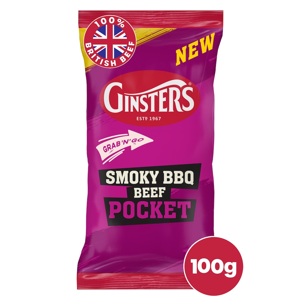 GINSTERS SMOKY BBQ BEEF POCKET 100G