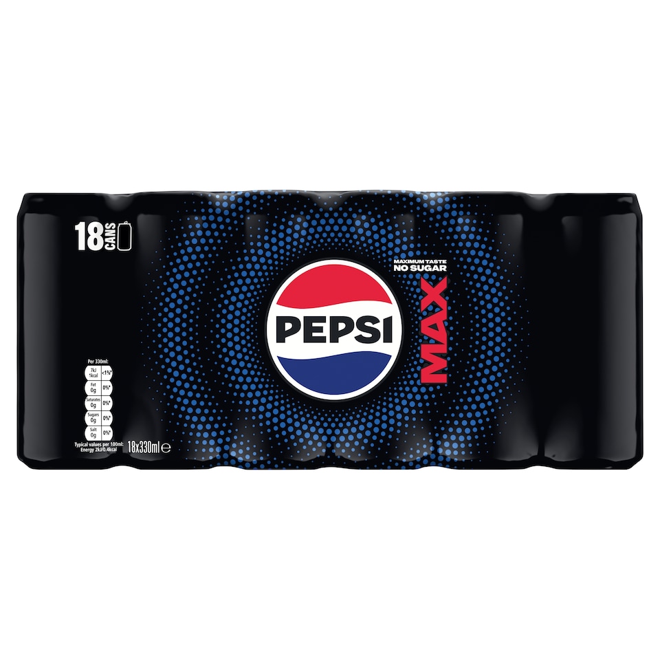 Pepsi Max Cola Zero Sugar Cans 18 x 330ml