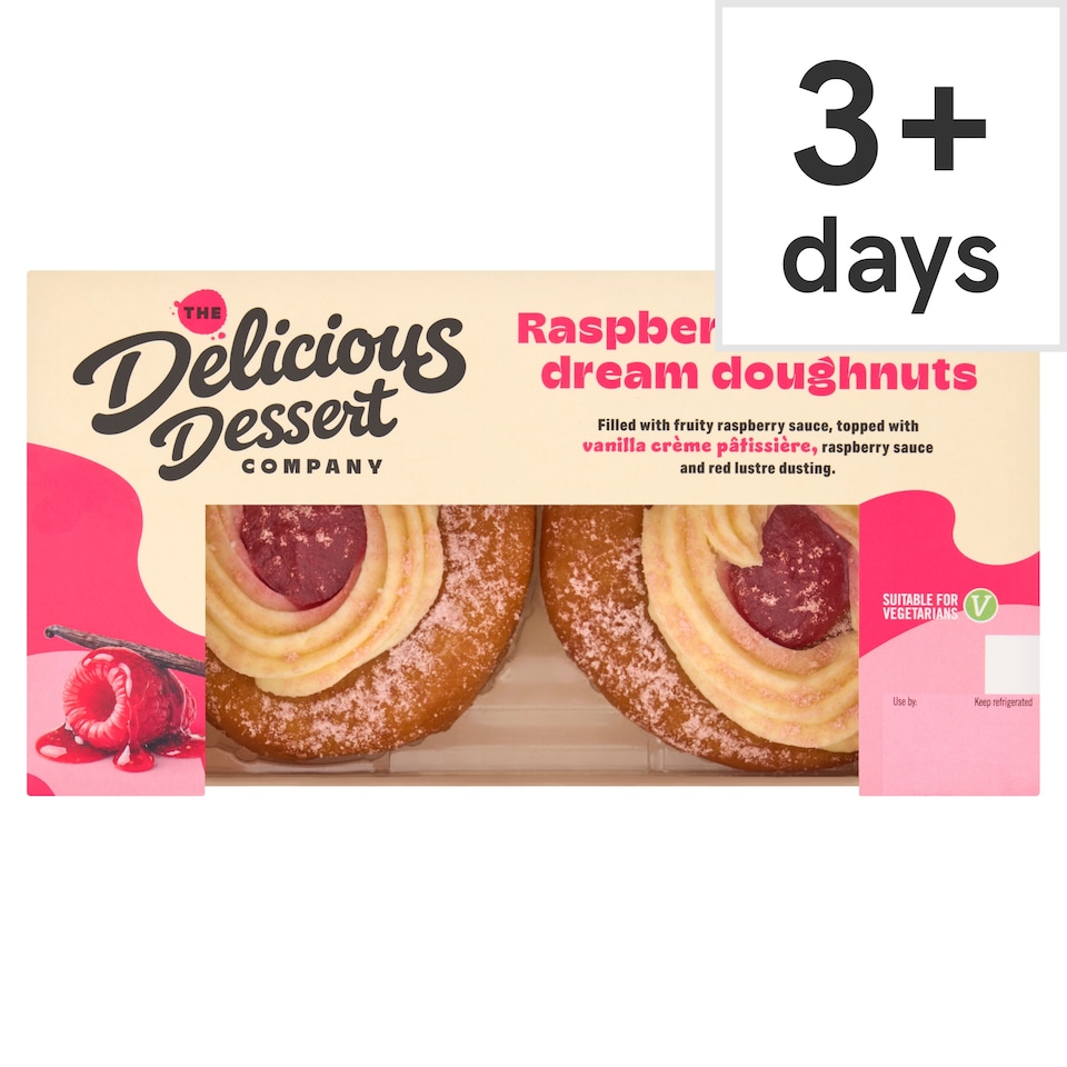 The Delicious Dessert Company 2 Raspberry & Vanilla Dream Doughnuts 