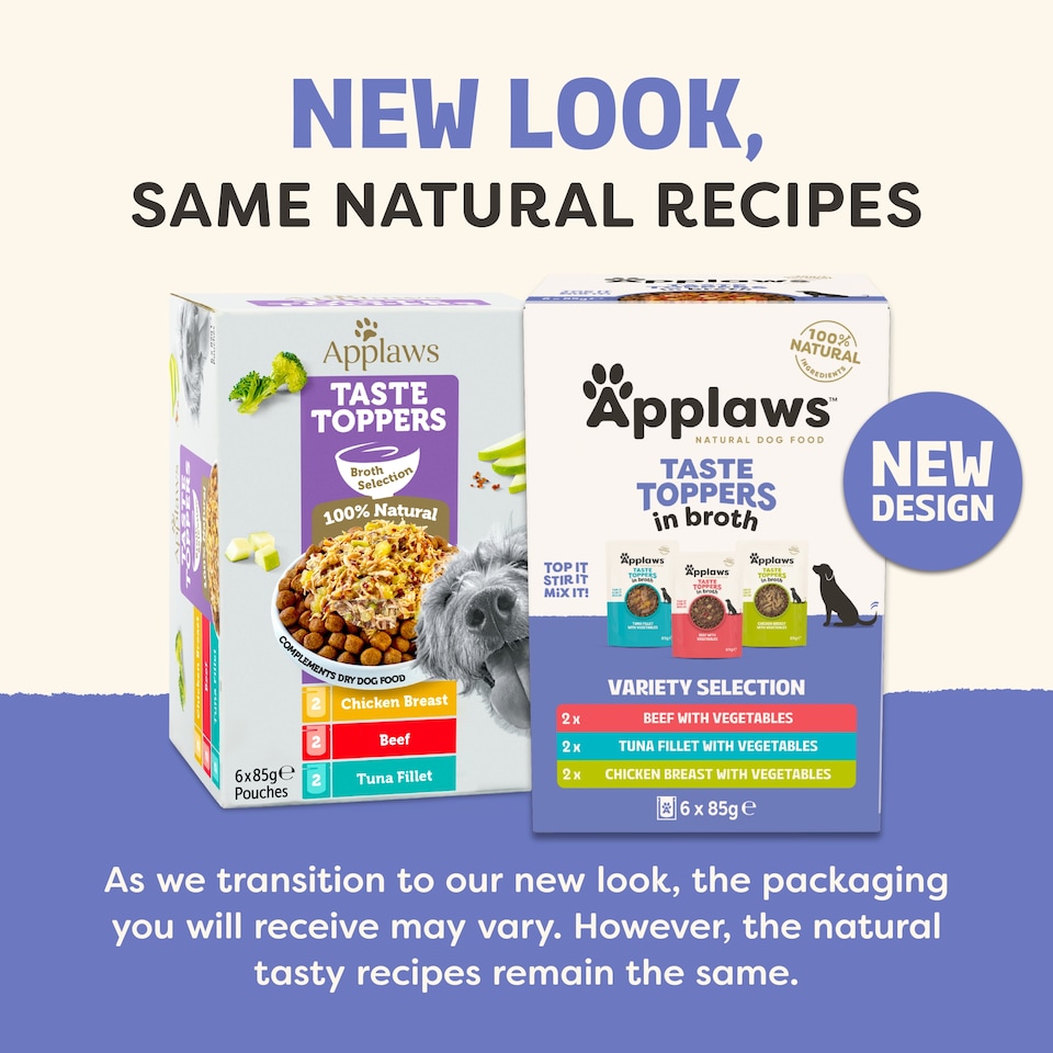 image 1 of Applaws™ Taste Toppers Natural Wet Dog Food Variety Selection in Broth Pouches 6 x 85g