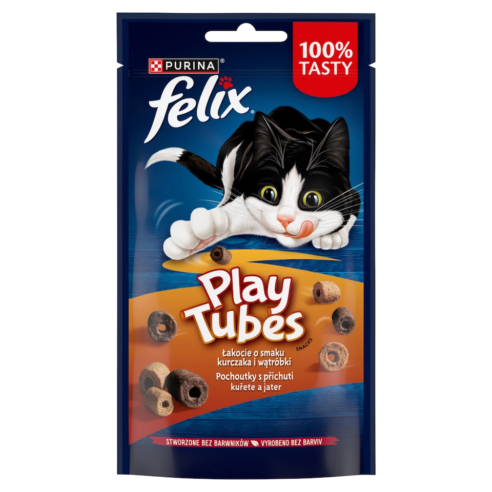 obrázok 1 z Felix Play Tubes maškrty pre mačky kura, pečeň 50 g