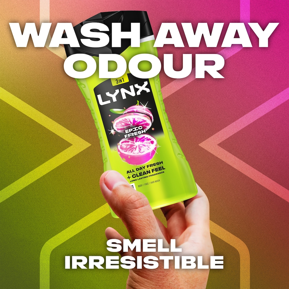 image 1 of Lynx 3 In 1 Epic Fresh Body Face Hair Wash 225Ml