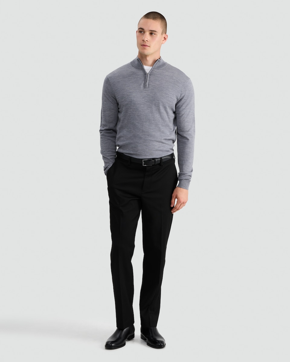 image 1 of F&F Pure Merino Wool High Neck Jumper in Grey Marl