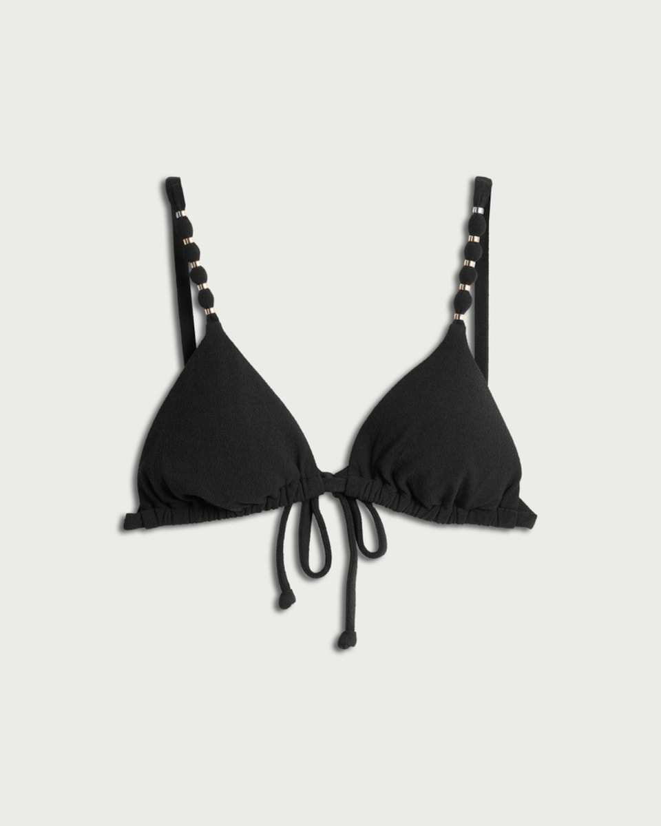 image 1 of F&F Metal Ring Strap Bikini Top in Black