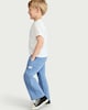 image 1 of F&F Boys Cotton Rich Striped Wide Leg Joggers in Blue
