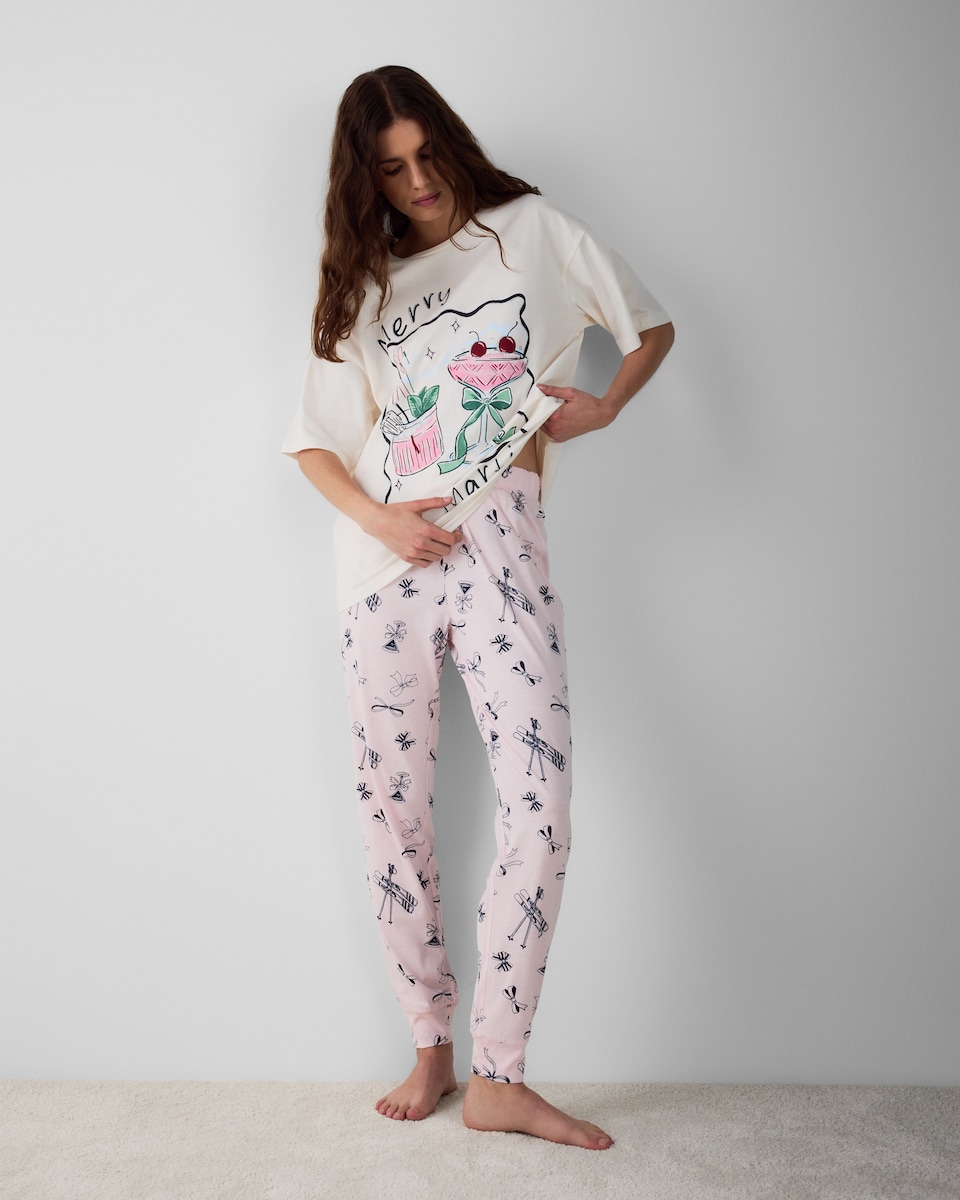 image 1 of F&F Pure Cotton Martini Pyjama Top in White