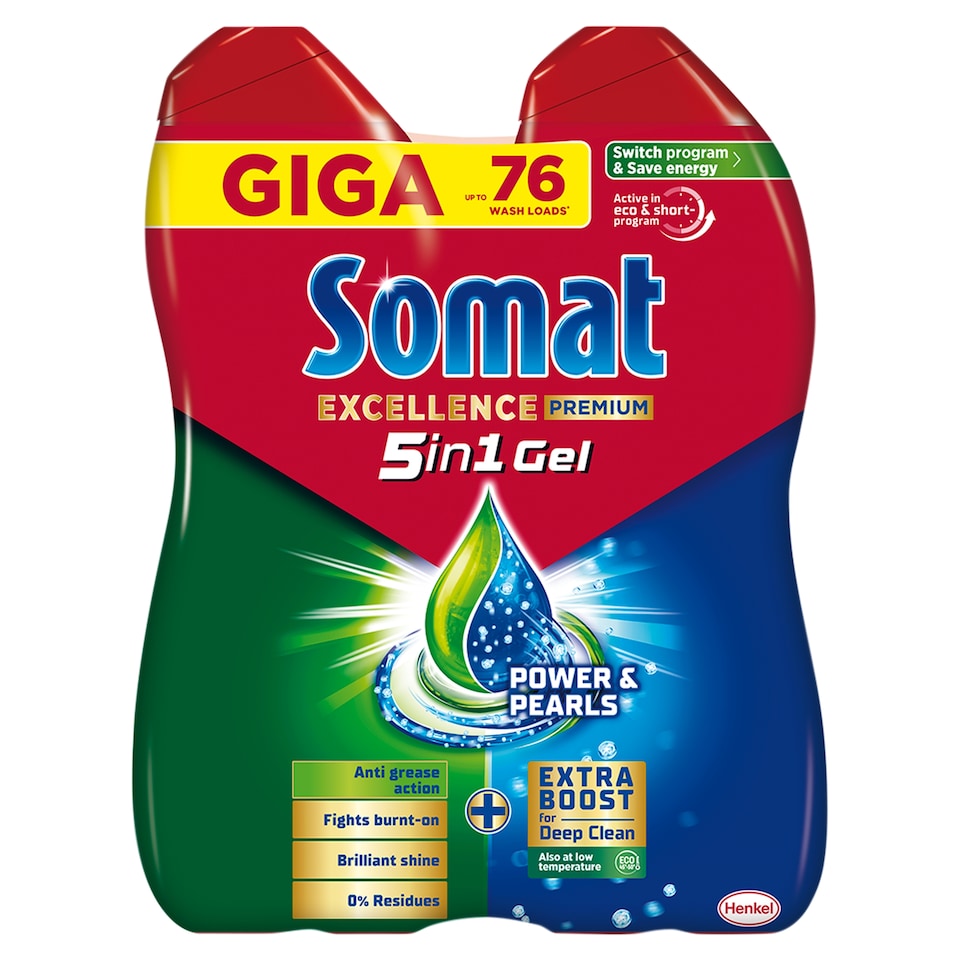 Somat Excellence Premium 5in1 Dishwasher Gel 2 x 684 ml