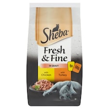 Sheba Fresh & Fine Wet Cat Food Chicken & Turkey in Gravy 6x50g