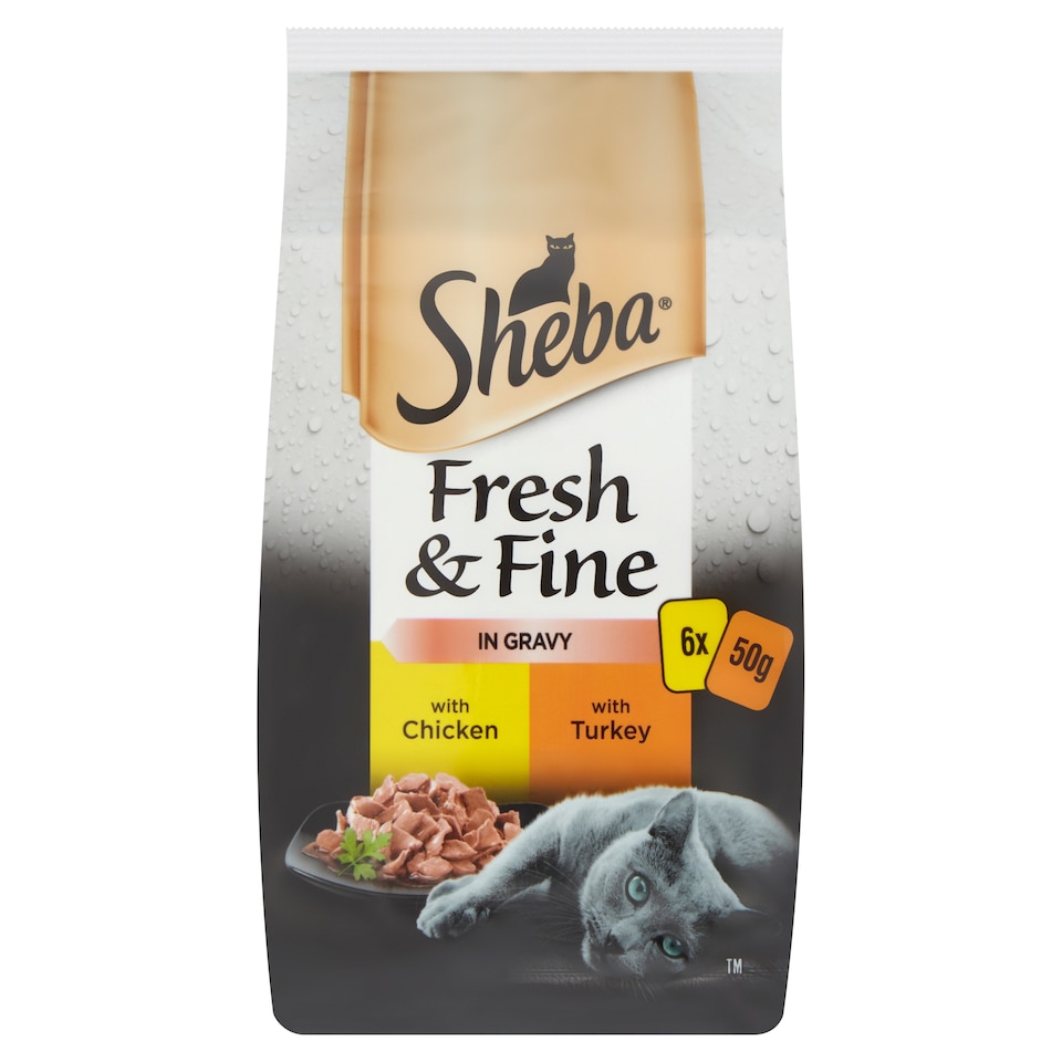 Sheba Fresh & Fine Wet Cat Food Chicken & Turkey in Gravy 6x50g