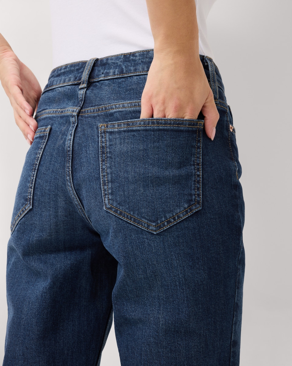 image 1 of F&F Mid Rise Bootcut Jeans in Navy