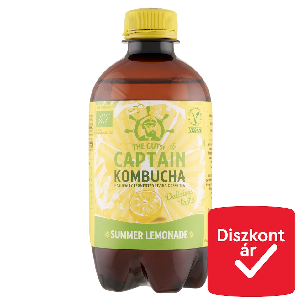The Gutsy Captain Kombucha Summer Lemonade Organic Fermented Green Tea Drink 400 ml