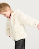 image 1 of F&F Girls Fleece Embroidered Bow Hooded Jacket in Cream