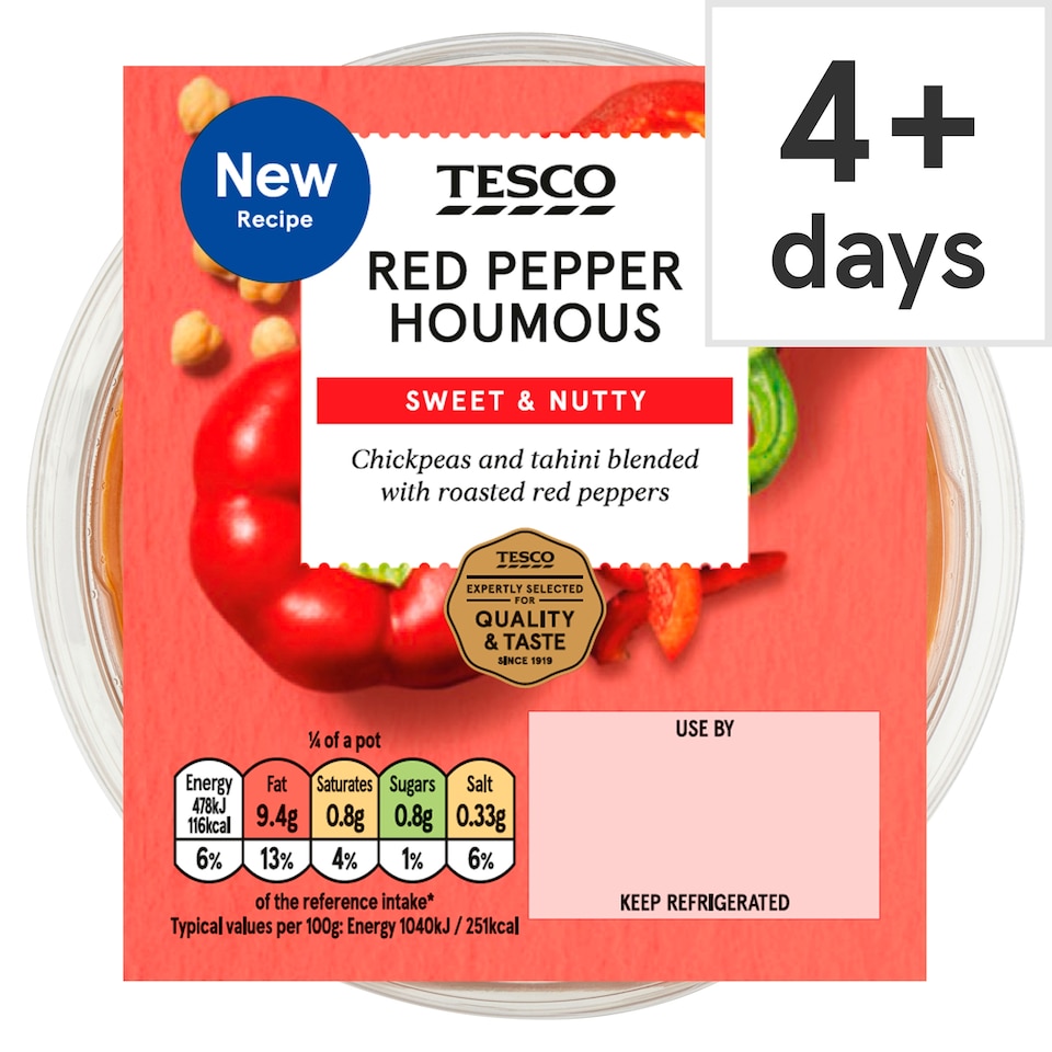 Tesco Red Pepper Houmous 182g