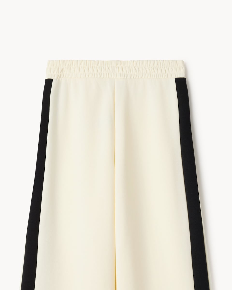 image 1 of F&F Girls Cotton Rich Side Stripe Wide Leg Joggers in Cream