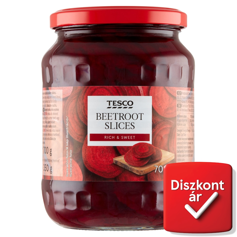 Tesco szeletelt cékla édes ecetes lében 700 g
