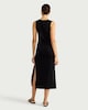 image 2 of F&F Cotton Blend Belted Sleeveless Dress in Black