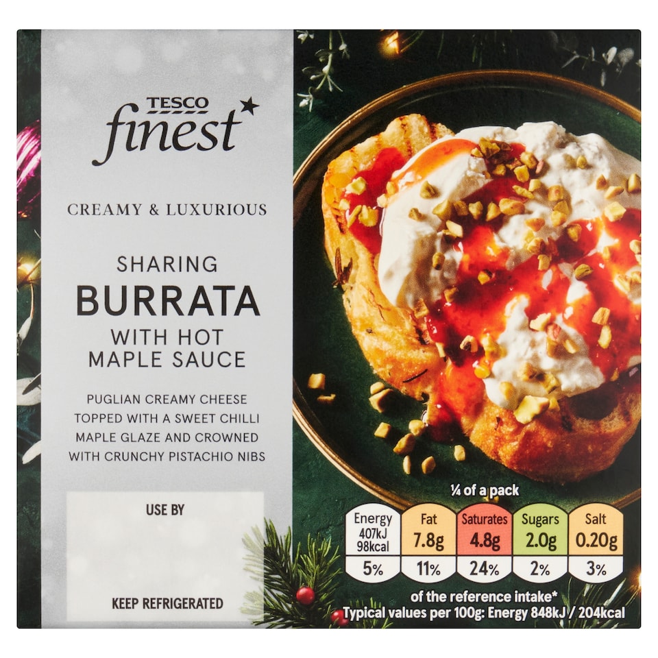 Tesco Finest Sharing Burrata with a Hot Maple Glaze and Pistachio Pieces 295g