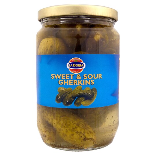 La Doria Limited Sweet & Sour Gherkins Vinegar 680G Tesco Groceries