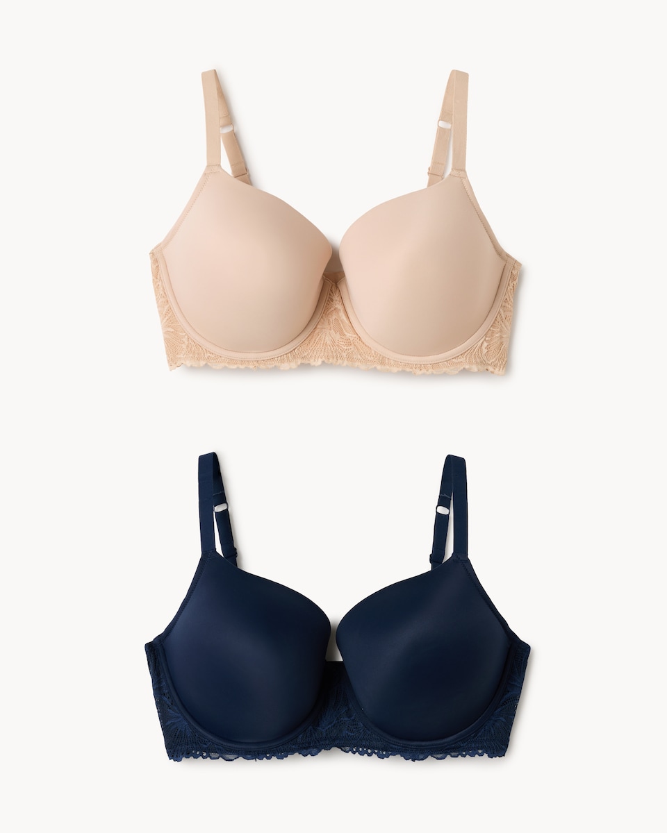 F&F 2-Pack Fuller Bust Wired T-Shirt Bras in Navy