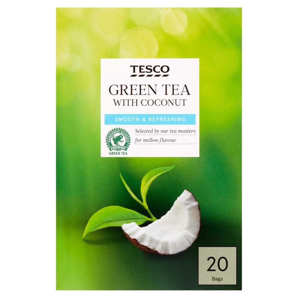Tesco Green Tea With Coconut 20 Bags 40G