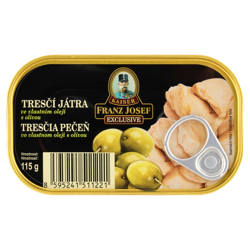 image 1 of Franz Josef Kaiser Exclusive Cod Liver in Own Oil with Olive 115 g