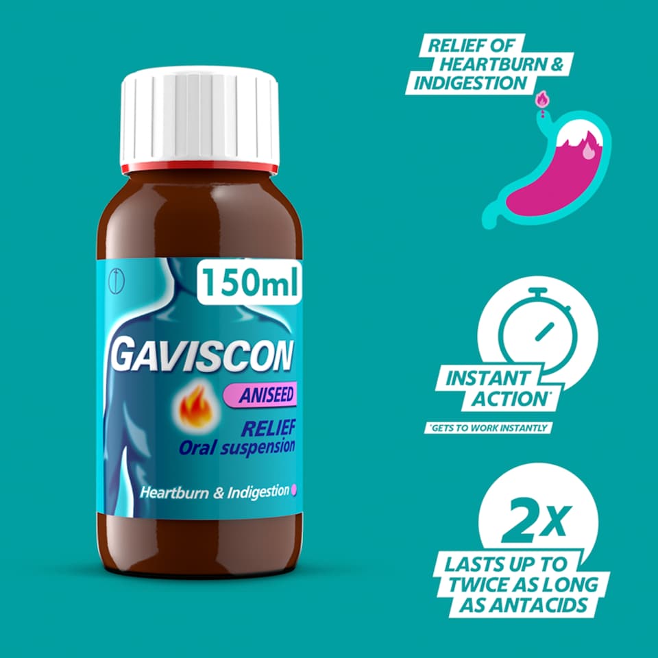 image 1 of Gaviscon Original Aniseed Relief Heartburn & Indigestion Oral Suspension 150ml