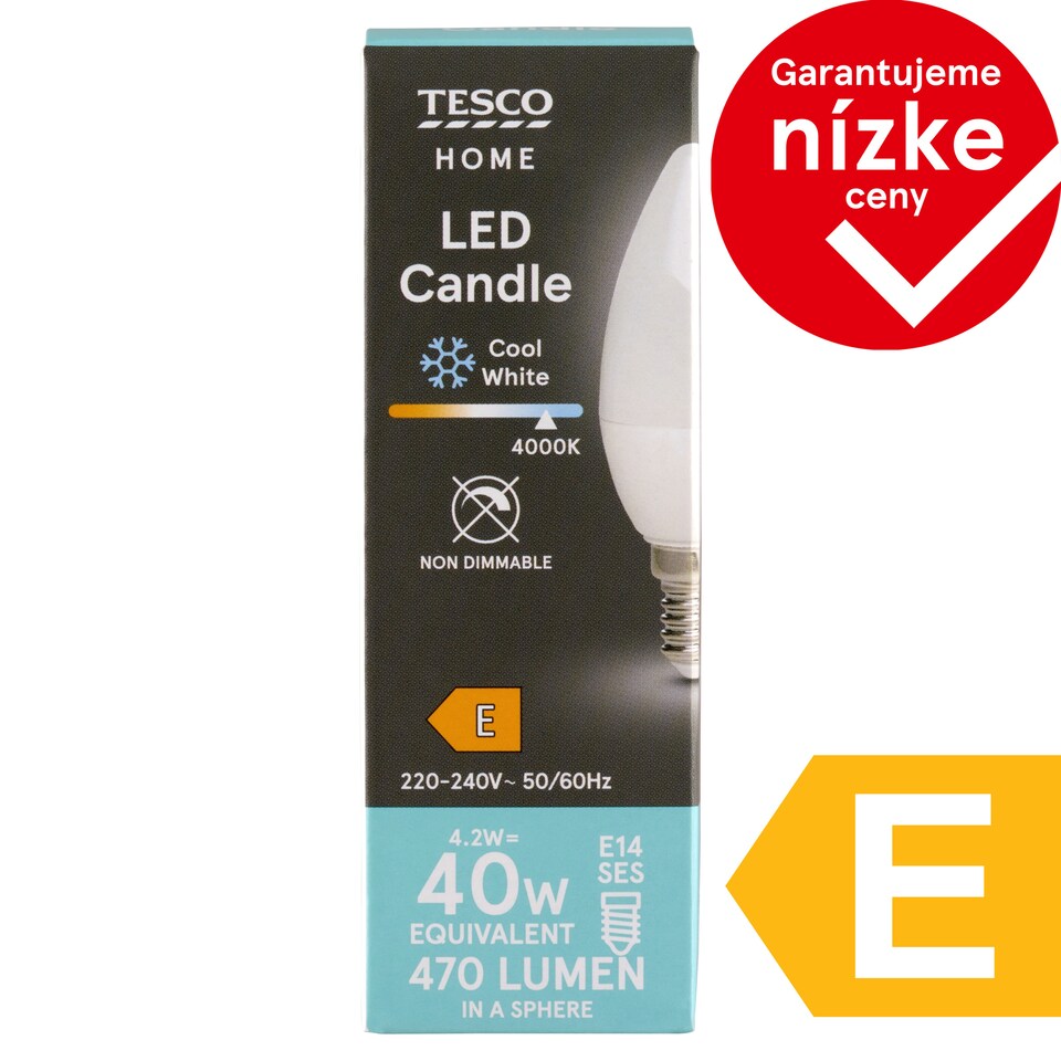 obrázok 1 z Tesco Home LED žiarovka 4,2W E14 studené biele svetlo 1 ks