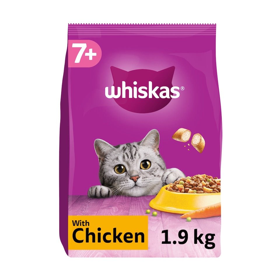image 1 of Whiskas 7+ Senior Dry Cat Food Biscuits Chicken 1.9kg