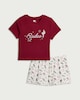 image 4 of F&F Cotton Rich Rodeo Short Pyjama Set in Burgundy