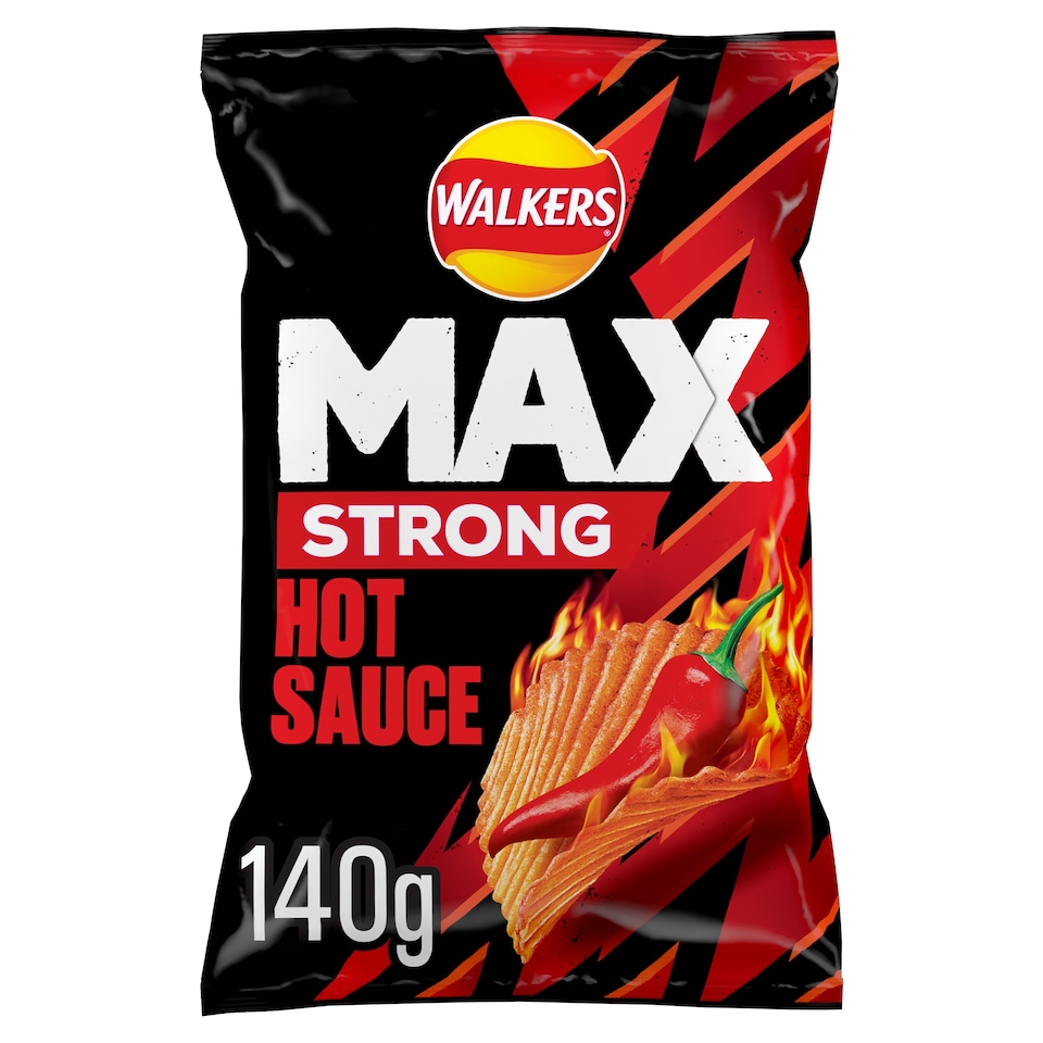 image 1 of Walkers Max Strong Hot Sauce Blaze Sharing Bag Crisps 140g