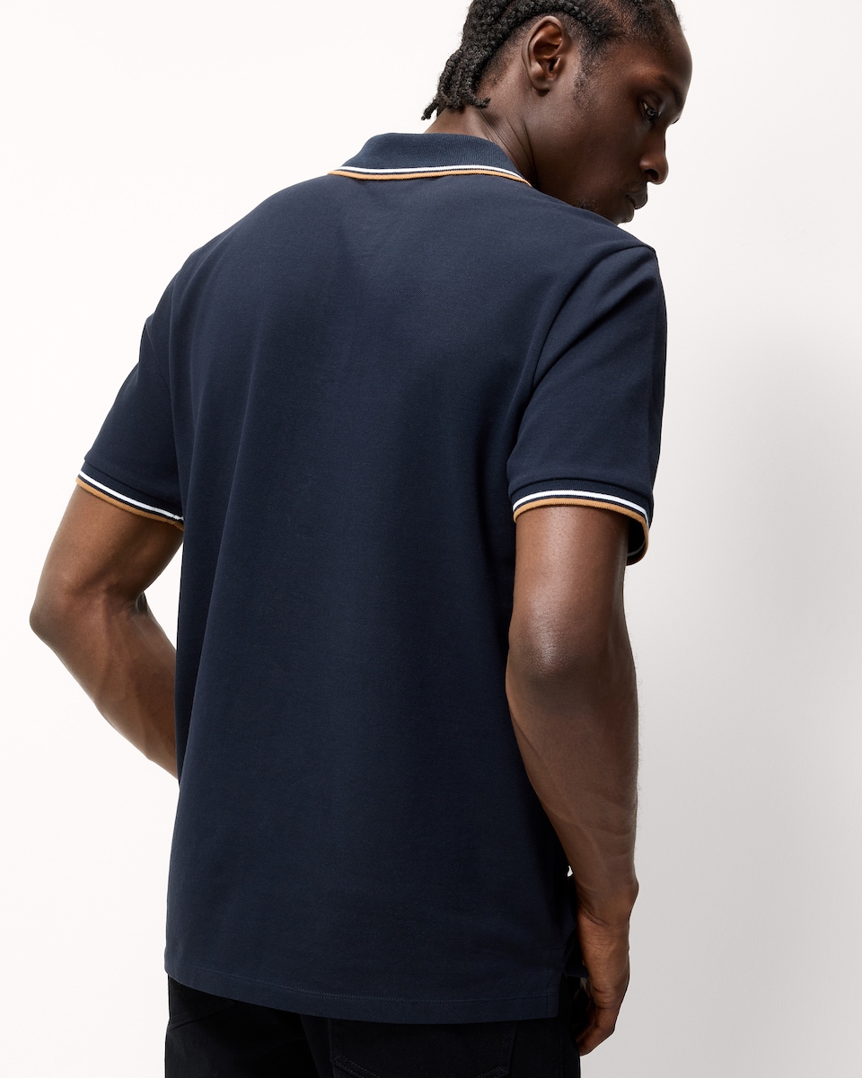 image 1 of F&F Cotton Rich Tipped Polo Shirt in Navy