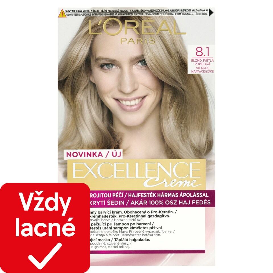 L'Oréal Paris Excellence Créme Hair dye 8 ,1 Light Ash Blonde 72 +48 +12 +60 ml