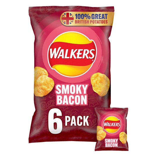 Walkers Smoky Bacon Crisps 6X25g Tesco Groceries
