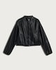 image 4 of F&F Faux Leather Bubble Hem Jacket in Black