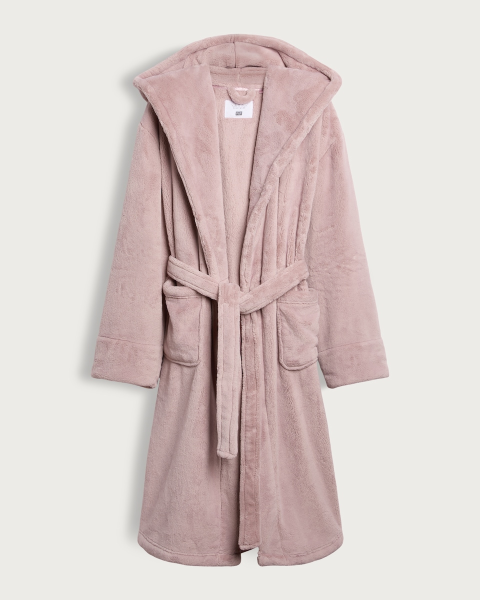image 1 of F&F Hooded Dressing Gown in Pink