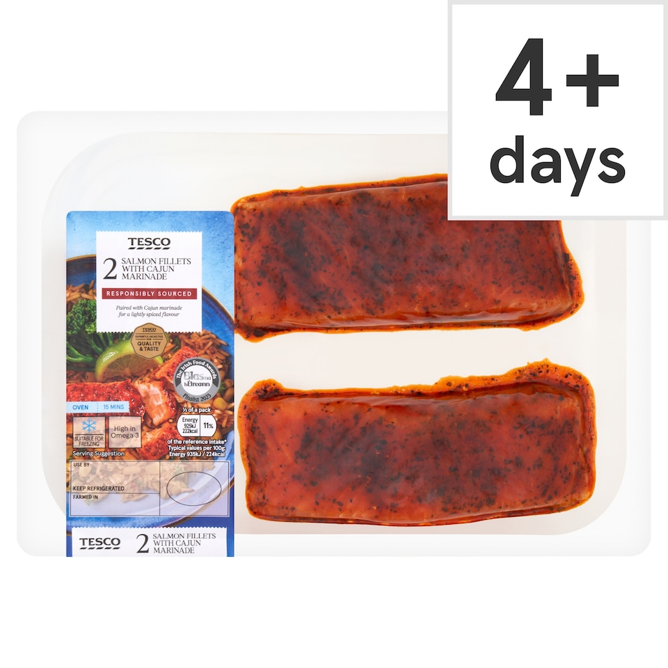 Tesco Salmon Fillets With Cajun Marinade 220G