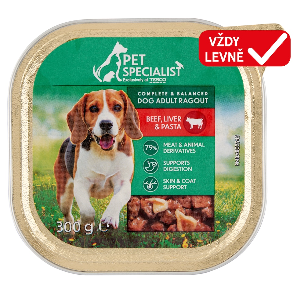 Pet Specialist Ragú s hovězím, játry a těstovinami 300g
