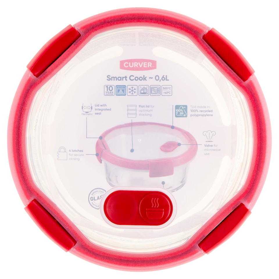 Curver Smart Cook kerek üveg ételtartó 16 cm x 7 cm 0,6 l  1. kép