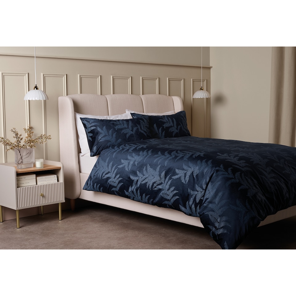 F&F Home Bedding Navy Velvet Duvet Set Double