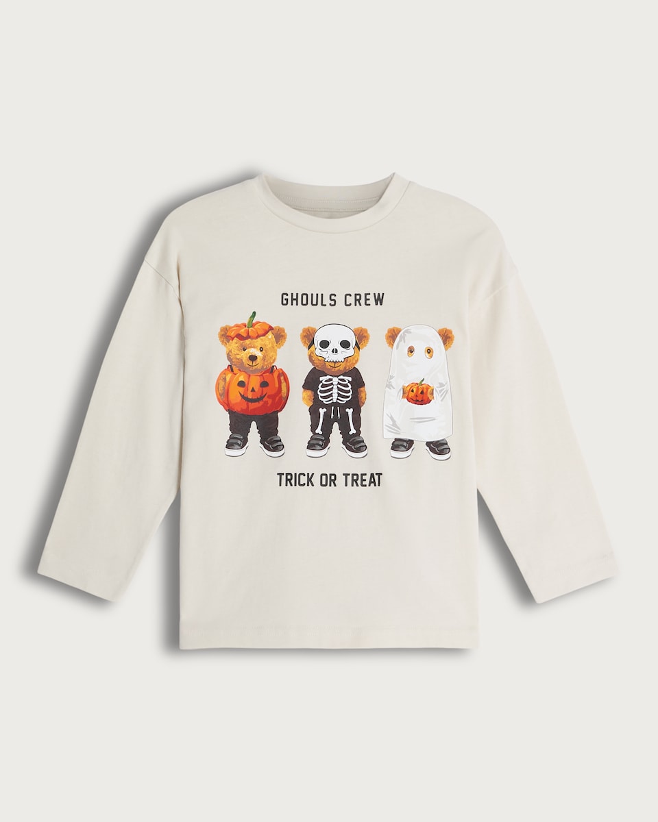 F&F Boys Pure Cotton Halloween Graphic Long Sleeved Top in Multi
