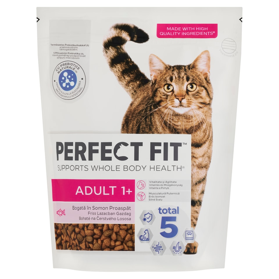 Perfect Fit Adult 1+ friss lazacban gazdag teljes értékű szárazeledel felnőtt macskák számára 750 g 1. kép