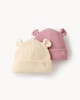 image 1 of F&F Baby 2-Pack Ribbed Bear Ear Beanie Hats in Pink